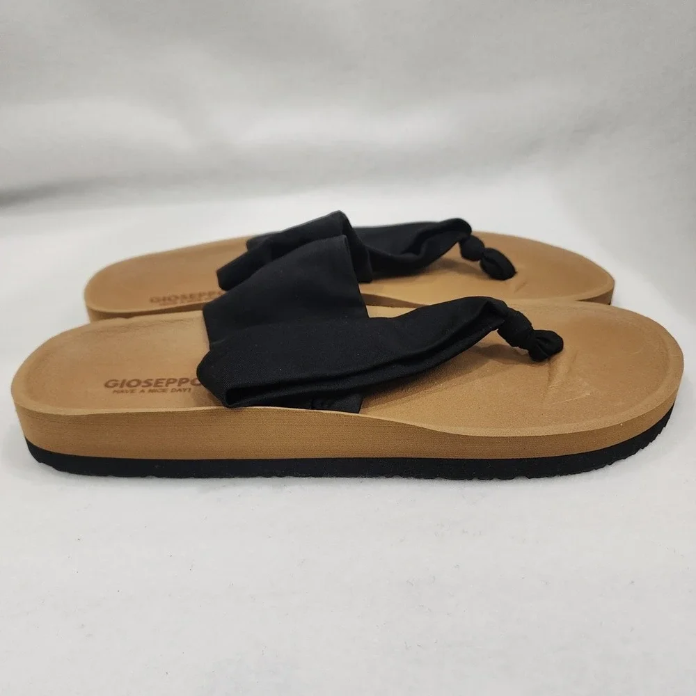 Gioseppo Calenzano Womens Eu 41 Us 9.5 Flip Flops Black Knotted Straps Sandals